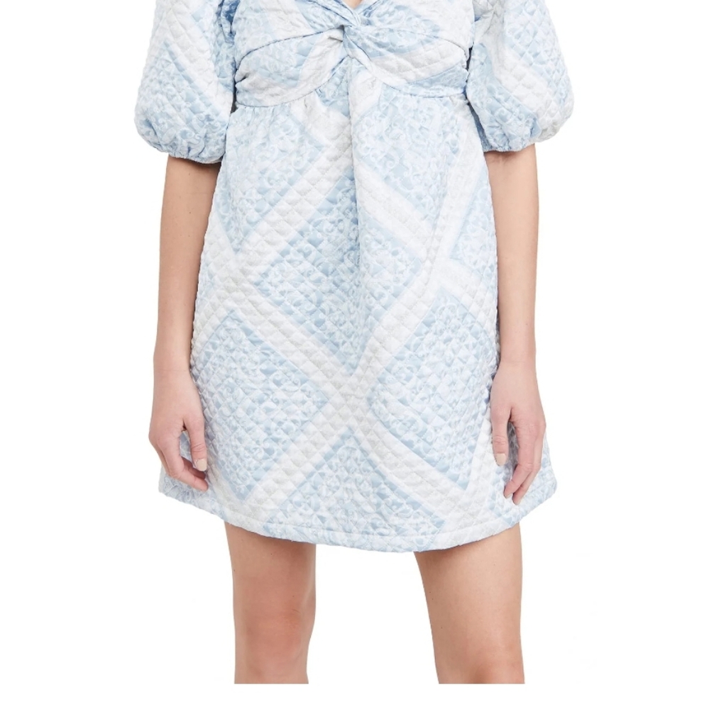 En Saison Elegant Blue Puff Sleeve Dress - Picture 6 of 8